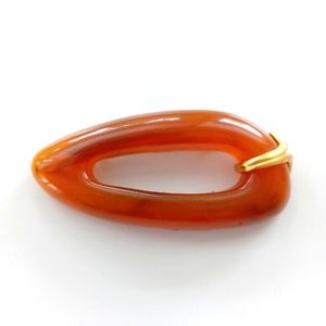 Cool Vintage Brooch Deep Amber color, Gold accent, large